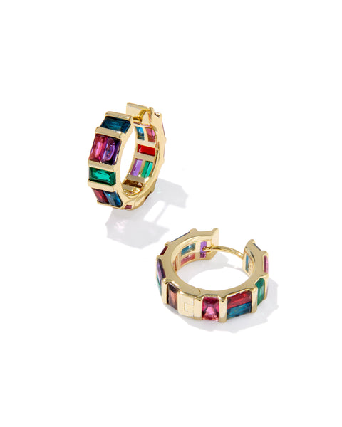 Jamie Gold Huggie Hoop Earrings in Multi Mix