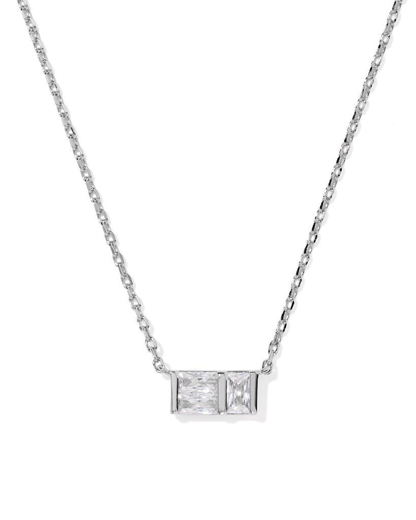 Jamie Short Pendant Necklace in White CZ