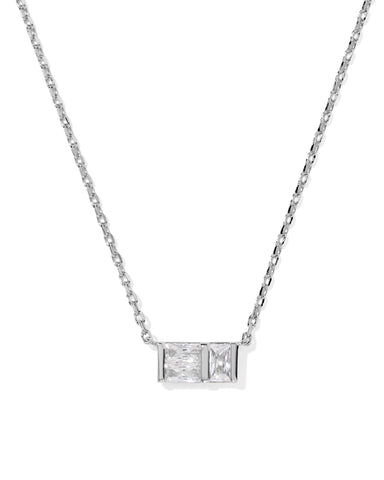 Jamie Short Pendant Necklace in White CZ