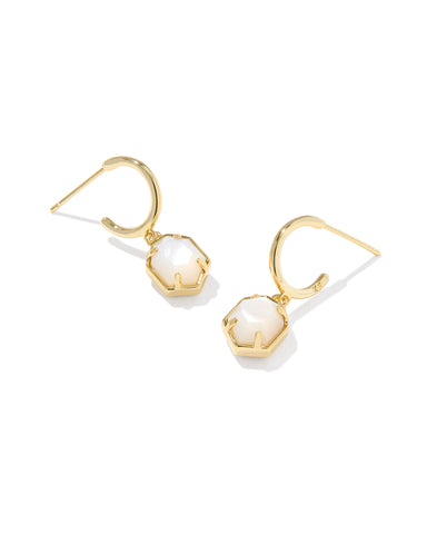 Tomon Huggie Hoop Earrings in Ivory Mother of Pearl