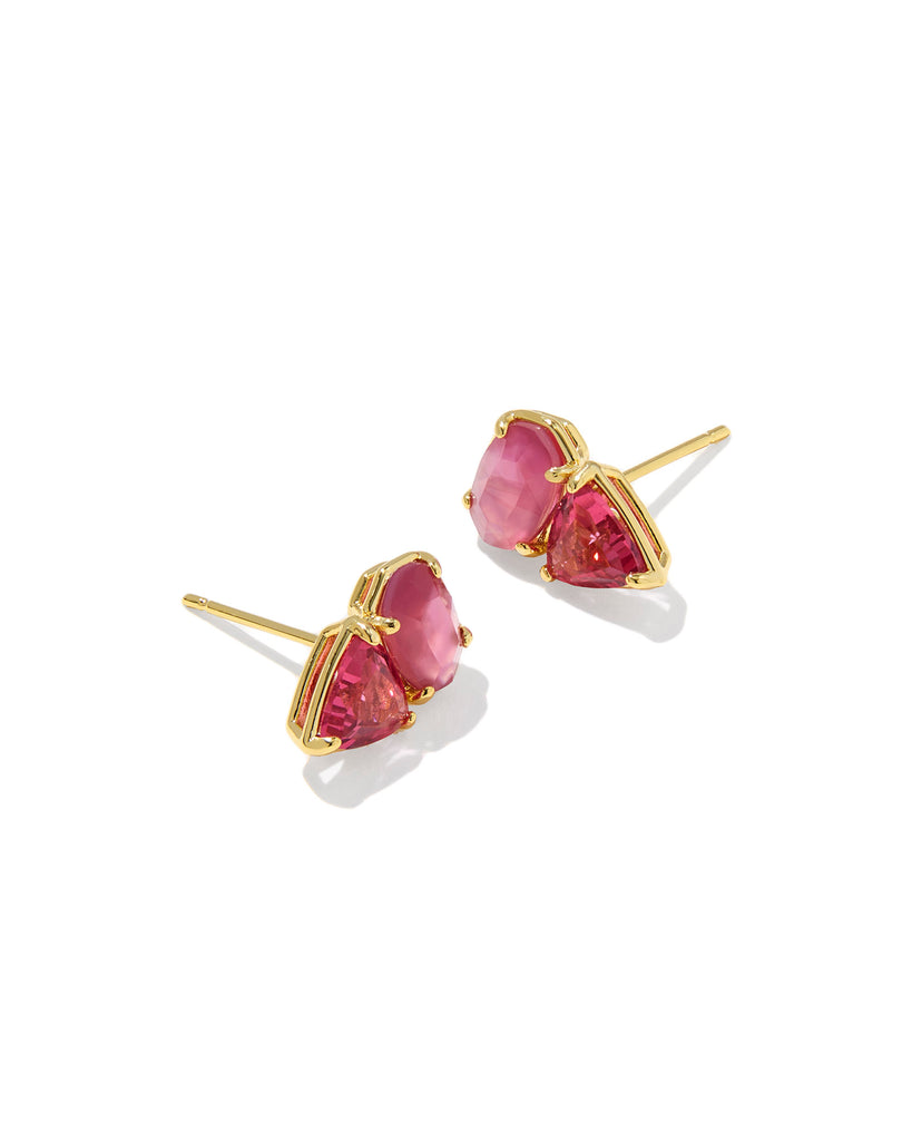 Tatum Gold Stud Earrings in Pink Mix