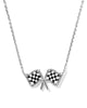 Checkered Flag Pendant Necklace in White Mother of Pearl