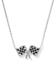 Checkered Flag Pendant Necklace in White Mother of Pearl