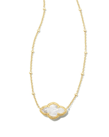 Abbie Gold Pendant Necklace in Ivory Mother of Pearl