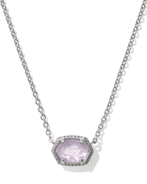 Daphne Silver Frame Pendant Necklace in Purple Amethyst