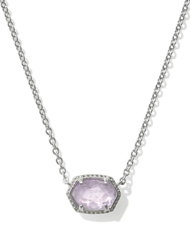 Daphne Silver Frame Pendant Necklace in Purple Amethyst