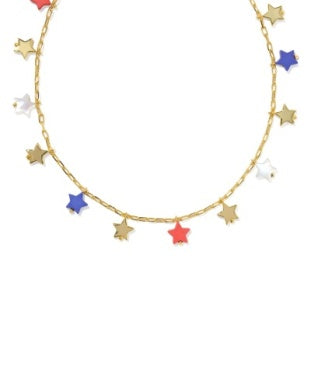Camila Strand Necklace Gold Red White Blue Mix