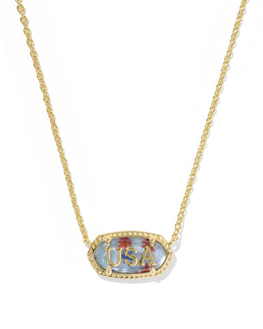 Elisa USA Pendant Necklace Red White Blue Illusion