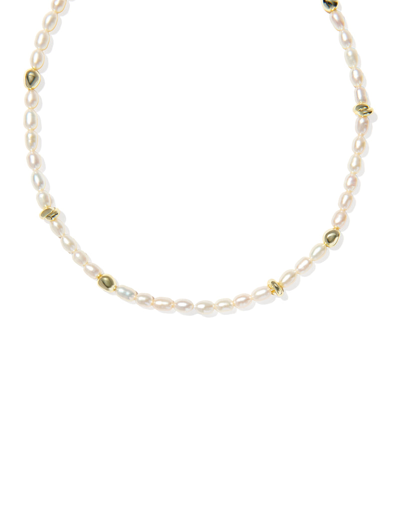 Gabriella Pearl Strand Necklace Gold - Freshwater Cultured