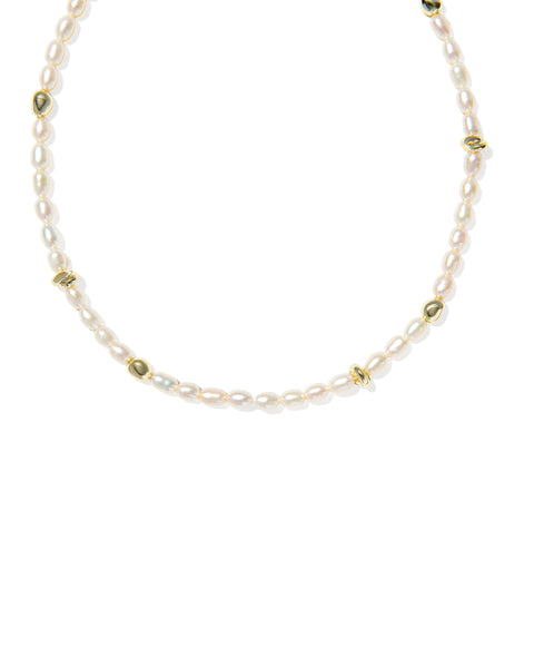 Gabriella Pearl Strand Necklace Gold - Freshwater Cultured
