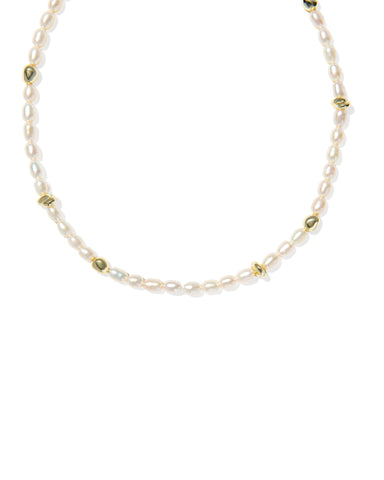 Gabriella Pearl Strand Necklace Gold - Freshwater Cultured