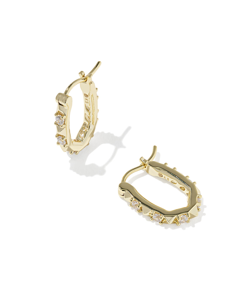 Fate Huggie Hoop Earrings in White CZ
