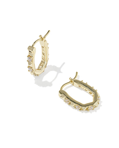 Fate Huggie Hoop Earrings in White CZ