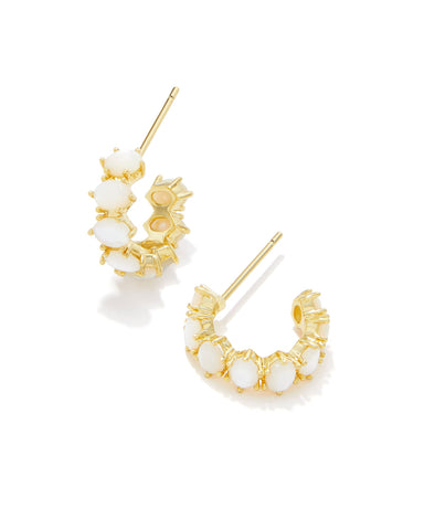 Cailin Crystal Huggie Earrings in Ivory Mother of Pearl