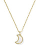 Moon Short Pendant Necklace Gold White Opalescent Resin
