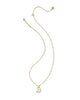 Moon Short Pendant Necklace Gold White Opalescent Resin