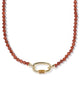 Emery Gold Beaded Strand Necklace in Orange Goldstone