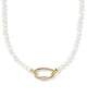 Emery Gold Beaded Strand Necklace in Ivory Mother of Pearl
