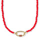 Emery Gold Beaded Strand Necklace in Red Glass