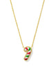 Candy Cane Gold Pendant Necklace in Red Green Mix