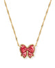 Haley Gold Bow Short Pendant Necklace in Scarlet Red Mother of Pearl