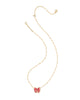 Haley Gold Bow Short Pendant Necklace in Scarlet Red Mother of Pearl