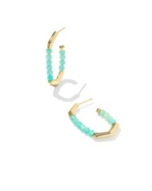Sylvia Hoop Earring Gold in Teal Amazonite