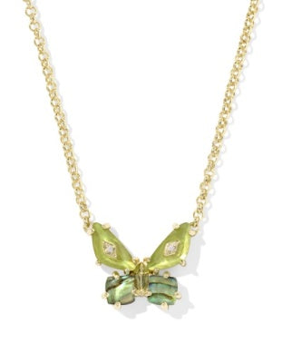Bianca Butterfly Pendant Necklace in Green Mix
