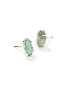 Grayson Gold Stud Earrings in Deep Aqua Illusion