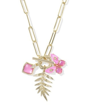 Bianca Butterfly Charm Necklace in Pink Mix