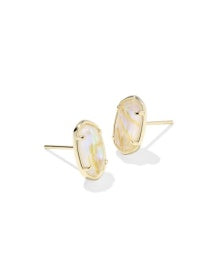Grayson Gold Stud Earrings in Iridescent Abalone