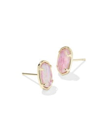 Grayson Gold Stud Earrings in Pink Iridescent Mother of Pearl