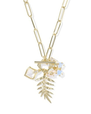 Bianca Butterfly Charm Necklace in Iridescent White Mix