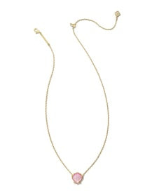 Brynne Shell Pendant Necklace in Gold Blush Mother of Pearl