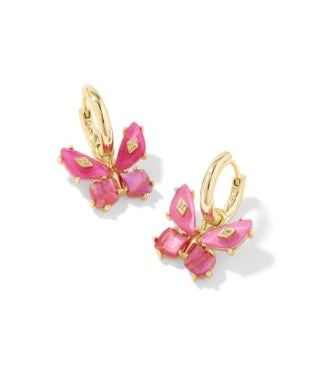 Bianca Butterfly Huggie Earring in Pink Mix