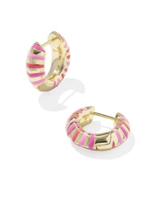 Mikki Enamel Huggie Earring in Pink Mix