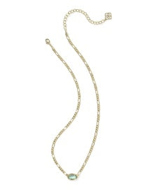 Elisa Figaro Pendant Necklace In Gold Deep Aqua Illusion
