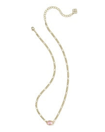 Elisa Figaro Pendant Necklace In Gold Pink Iridescent Mother of Pearl