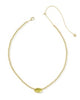 Elisa Beaded Necklace in Gold Chartreuse Green Mother of Pearl