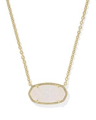 Elisa Statement Pendant Necklace in Gold Iridescent Drusy