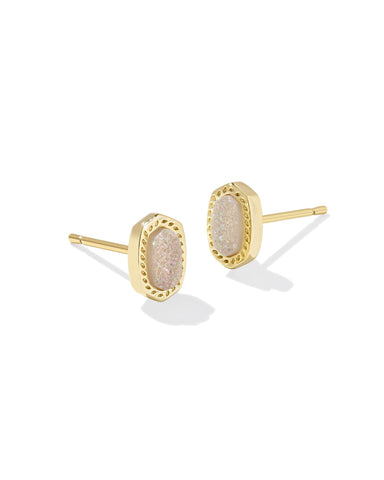 Mini Ellie Gold Stud Earring in Iridescent Drusy
