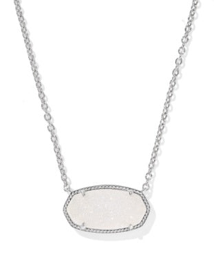 Elisa Statement Pendant Necklace in Silver Iridescent Drusy