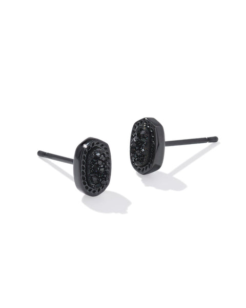 Mini Ellie Gunmetal Stud Earring in Black Drusy