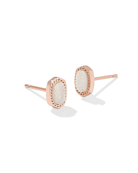 Mini Ellie Stud Earring in Rose Gold Iridescent Drusy