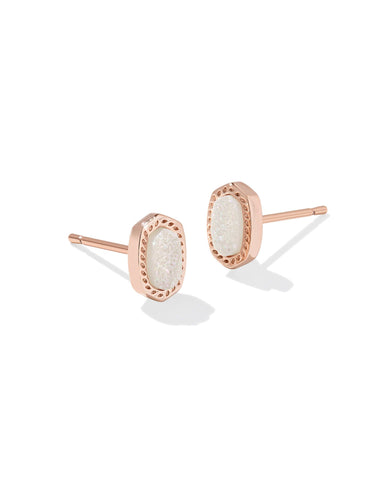 Mini Ellie Stud Earring in Rose Gold Iridescent Drusy