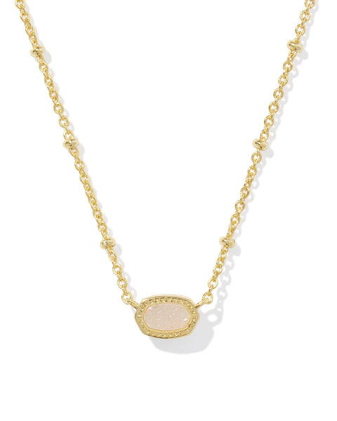 Mini Elisa Gold Satellite Pendant Necklace in Iridescent Drusy