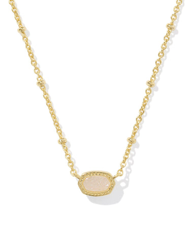 Mini Elisa Gold Satellite Pendant Necklace in Iridescent Drusy