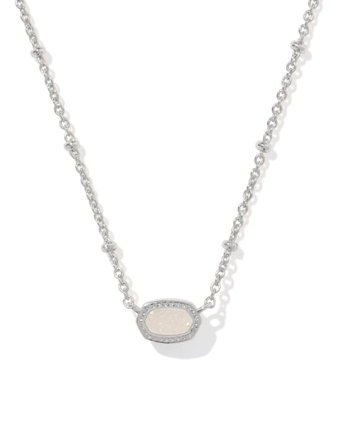 Mini Elisa Silver Satellite Pendant Necklace in Iridescent Drusy