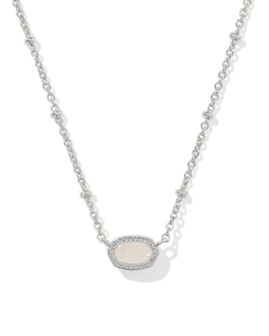 Mini Elisa Silver Satellite Pendant Necklace in Iridescent Drusy