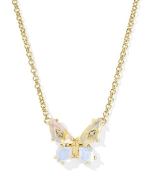 Bianca Butterfly Pendant Necklace in Iridescent White Mix